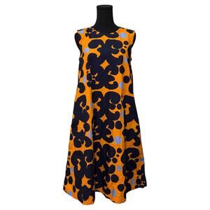 Uniqlo x MARIMEKKO A Line Sleeveless Dress Cotton Orange Blue Size Small
